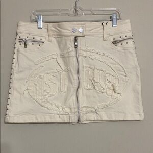 First Row Stylish Cream Skirt with Zipper Detail women L rodeo festival Y2K goth